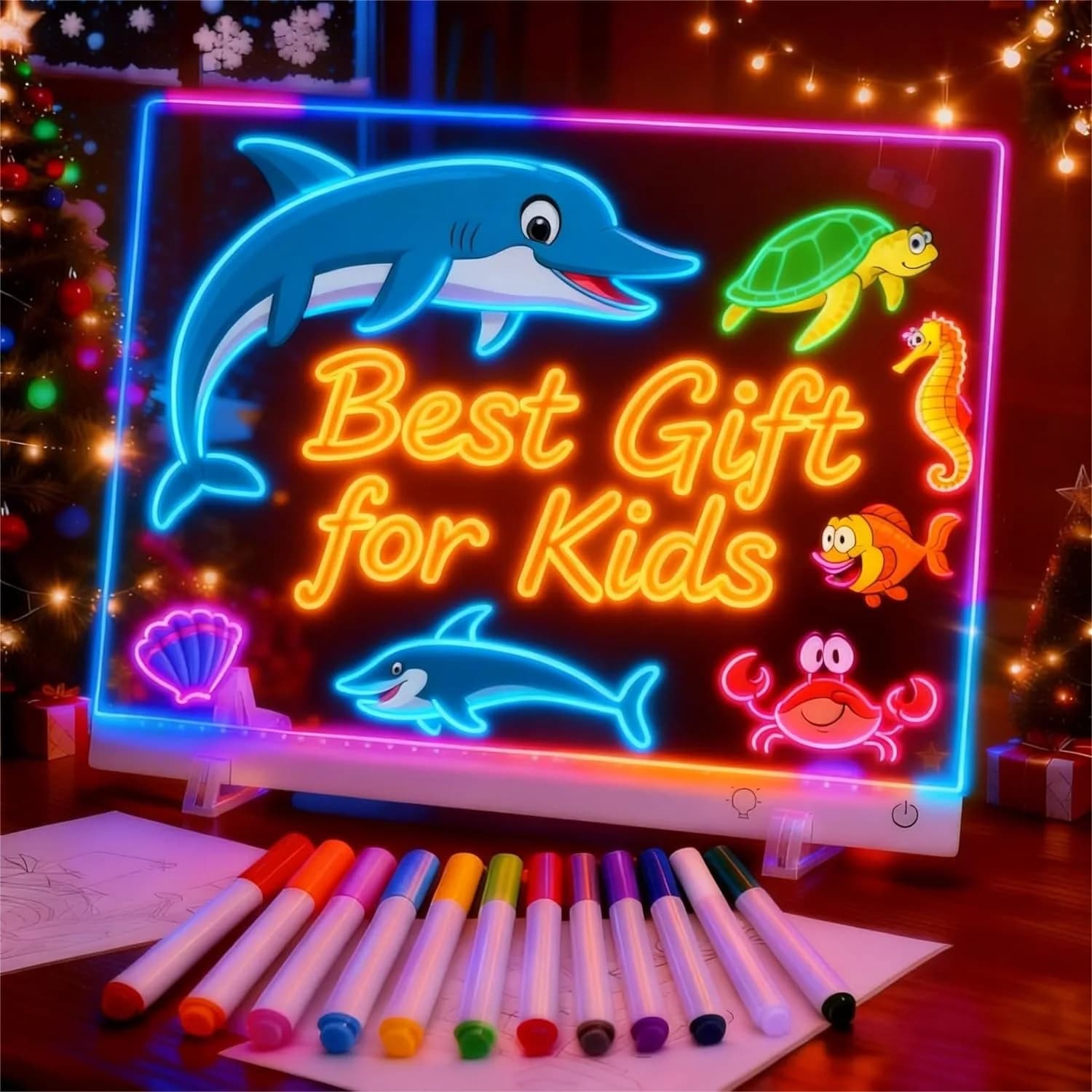 Tavoletta da disegno a LED da 17 pollici con 13 effetti luminosi, tablet luminoso ricaricabile per regalo di compleanno per bambini