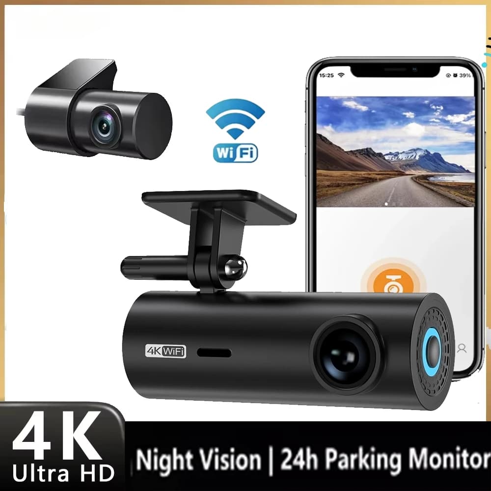 4K Dash cam Mini camera GPS recorder Wifi 24H parking double lens with 1080P Black Box DVR camera for cars Night vision