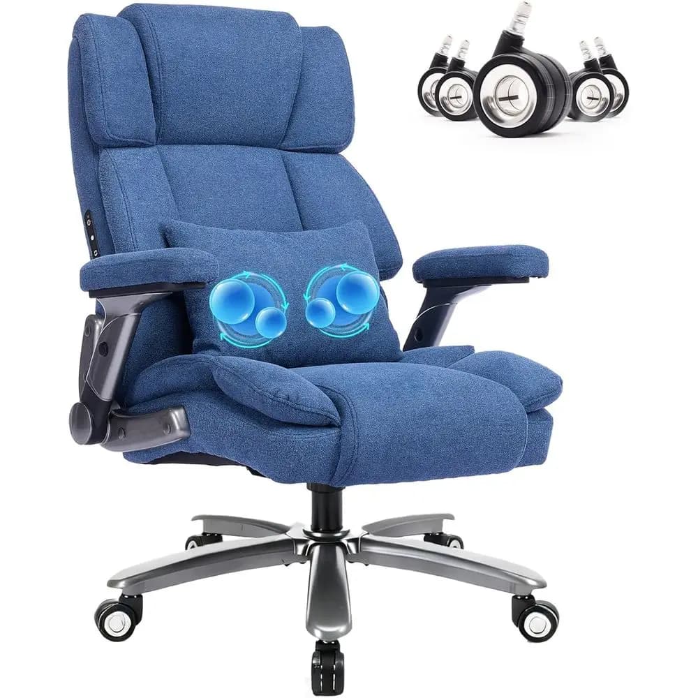 Poltrona Massaggiante Ergonomica Ultra Resistente 750 libbre con Massaggio 3D, Supporto per Persone Grandi e Robuste, Braccioli 3D, Doppie Ruote, Cuscino a Molle Spesso