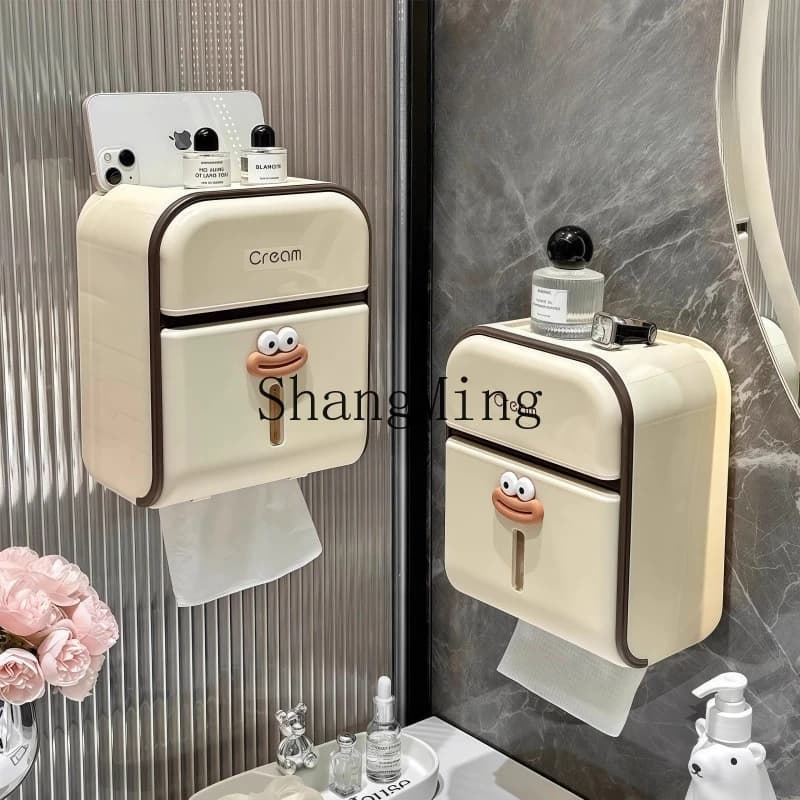 FG WC in cartone senza punzonatura scatola di fazzoletti color crema antivento portarotolo di carta montato a parete