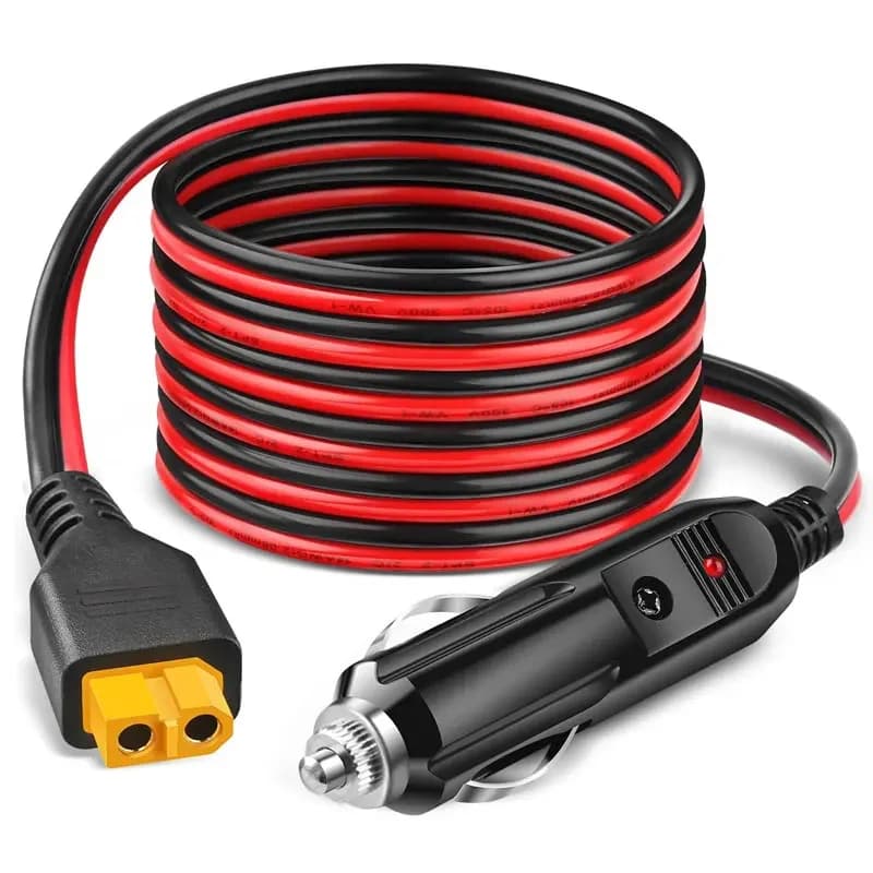 XT60 12V 24V cable car female cigarette lighter plug for ALLPOWERS R600 bluetotes EB55 Anker 757/767 Ecoflow Delta/River etc.