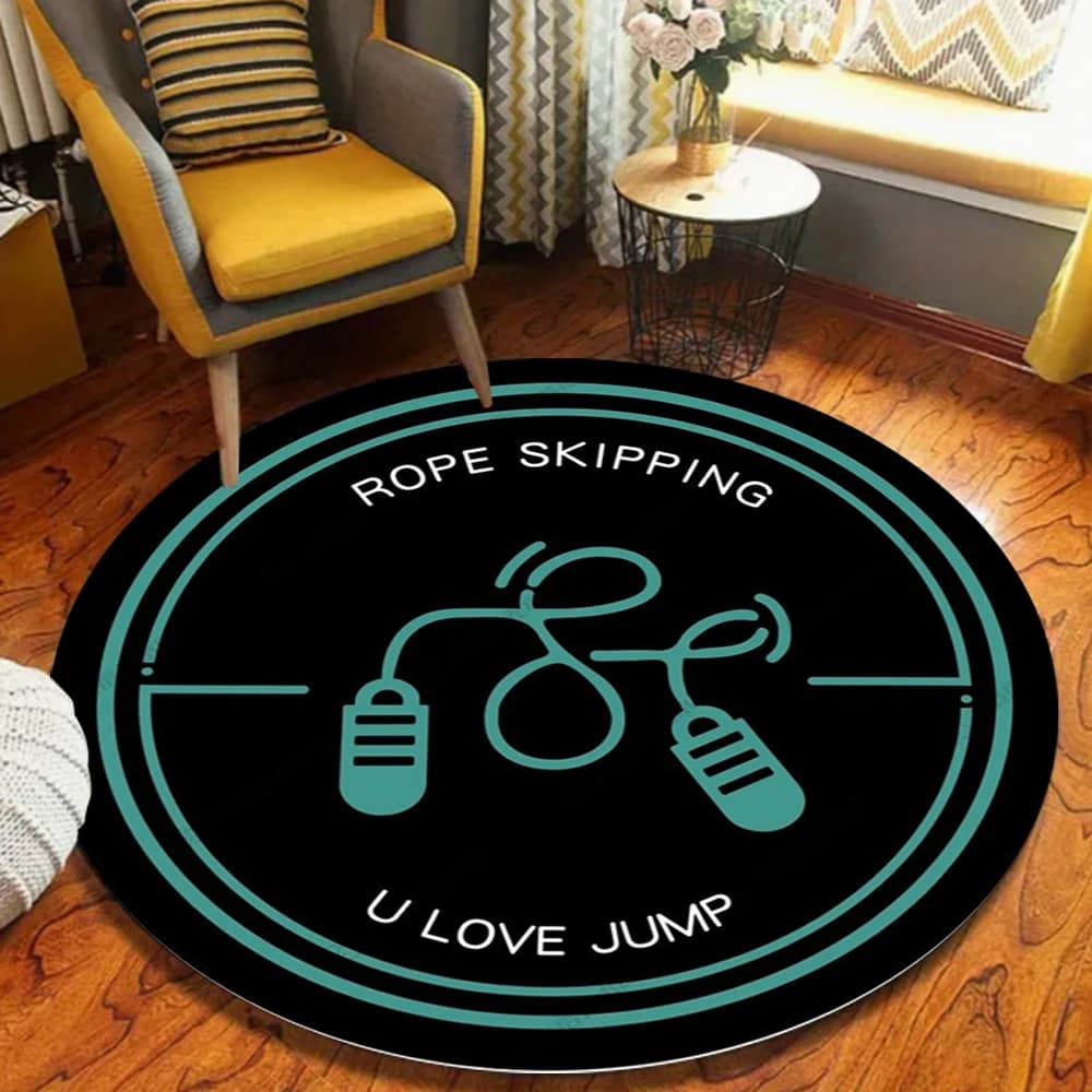 Theme area carpet with jump rope Soft non-slip mat with rope for jumping pink vibrating for living room, bedroom, gym, home decorations