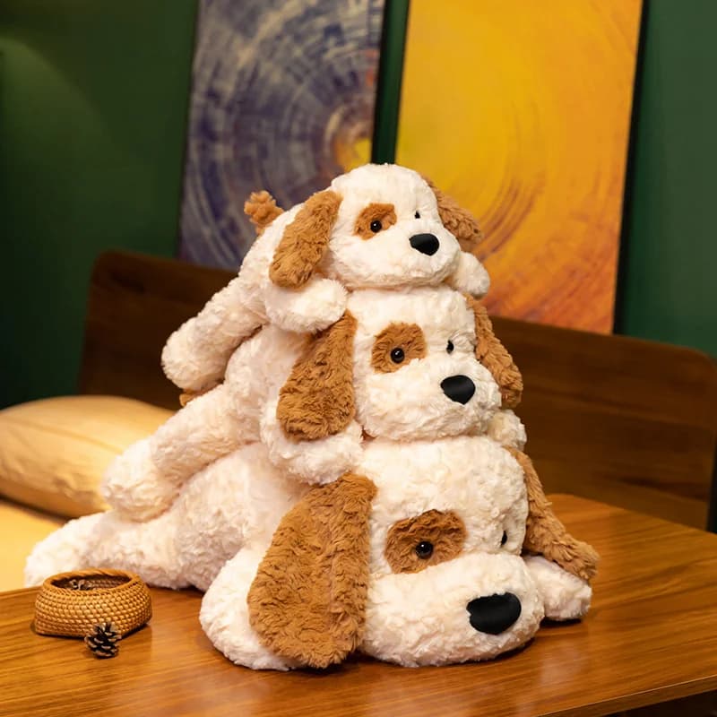 Stuffed Doll Multi Size Cocker Spaniel Fluffy Dog Cream Tan Soft Plush Fabric Stuffed Animal Bedroom Room Decor Holiday Gift