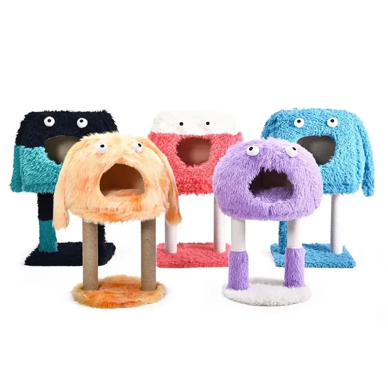 Trends Bright Colors Funny Dumb Monster 4 Usage Ways Warm Cat Cave Bed Natural Sisal Cat Scratch Tree Tower