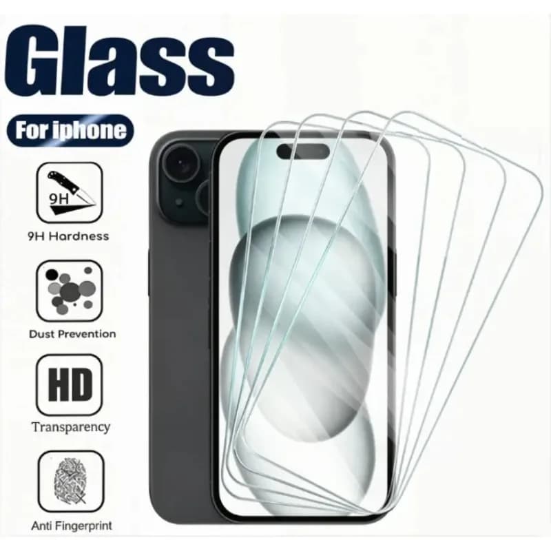 4Pcs Tempered Glass For iPhone 17 16 15 Pro Max 14 Plus 12 13 mini XS X XR 11 8 7 Protective Cover Glass Screen Protector