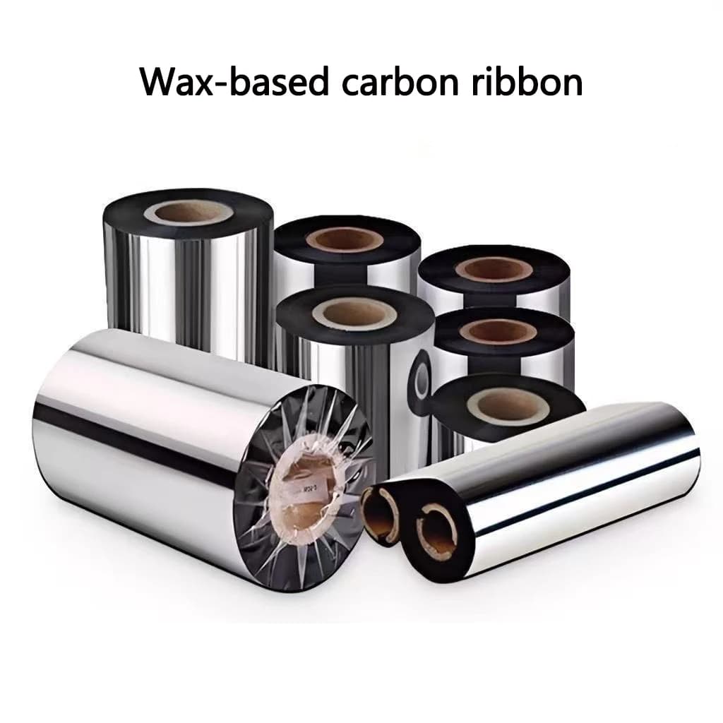 1 rotolo di nastro di carbonio a base di cera 110/100/90/80/70/60/50mm * 300m stampante di codici a barre speciale per carta per etichette con piastra in rame autoadesiva