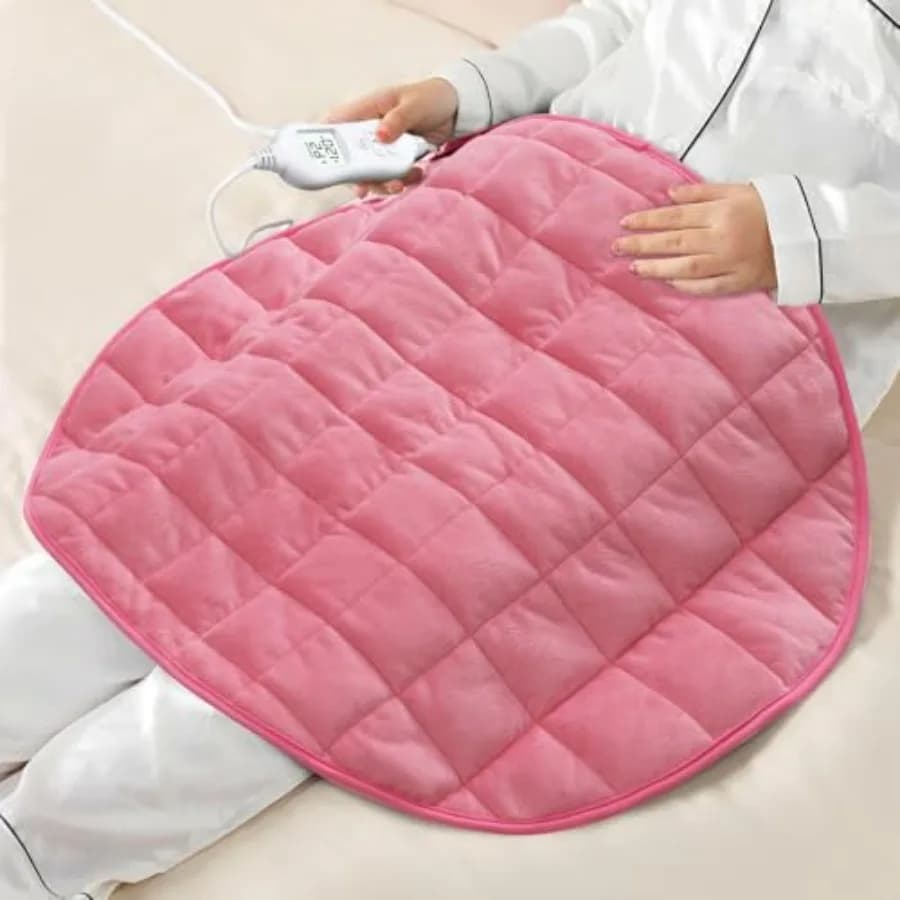 Coperta Termica Pesata da 2,2 kg per Donne, Elettrica con 6 Impostazioni di Calore, Timer e Spegnimento Automatico per il Sollievo dal Dolore