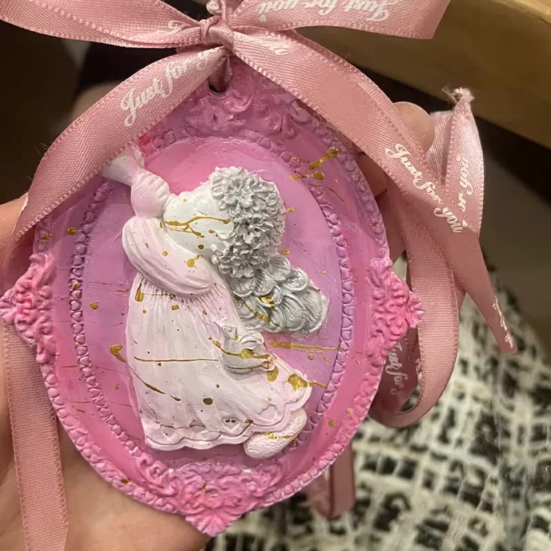 Stampi in silicone per ciondoli in gesso profumato, stampi in gesso per ornamenti floreali in paraffina per auto, stampi per fogli di cera profumata per armadi, stampo a forma di angelo