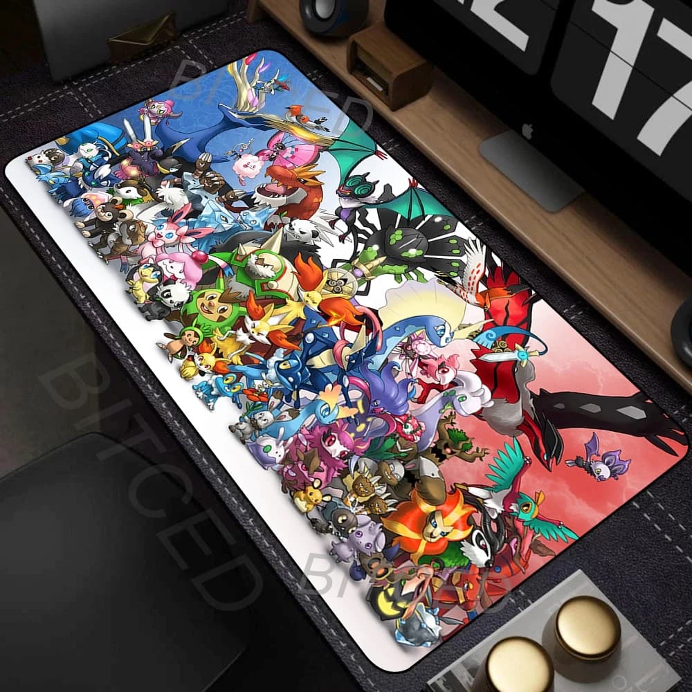 Tappetino per Mouse in Gomma Grande, Accessori per Gaming, Mousepad P-pokemon, Tappetino da Scrivania Cartoon con Bordo Bloccato, Tappetino per Mouse da Giocatore PC