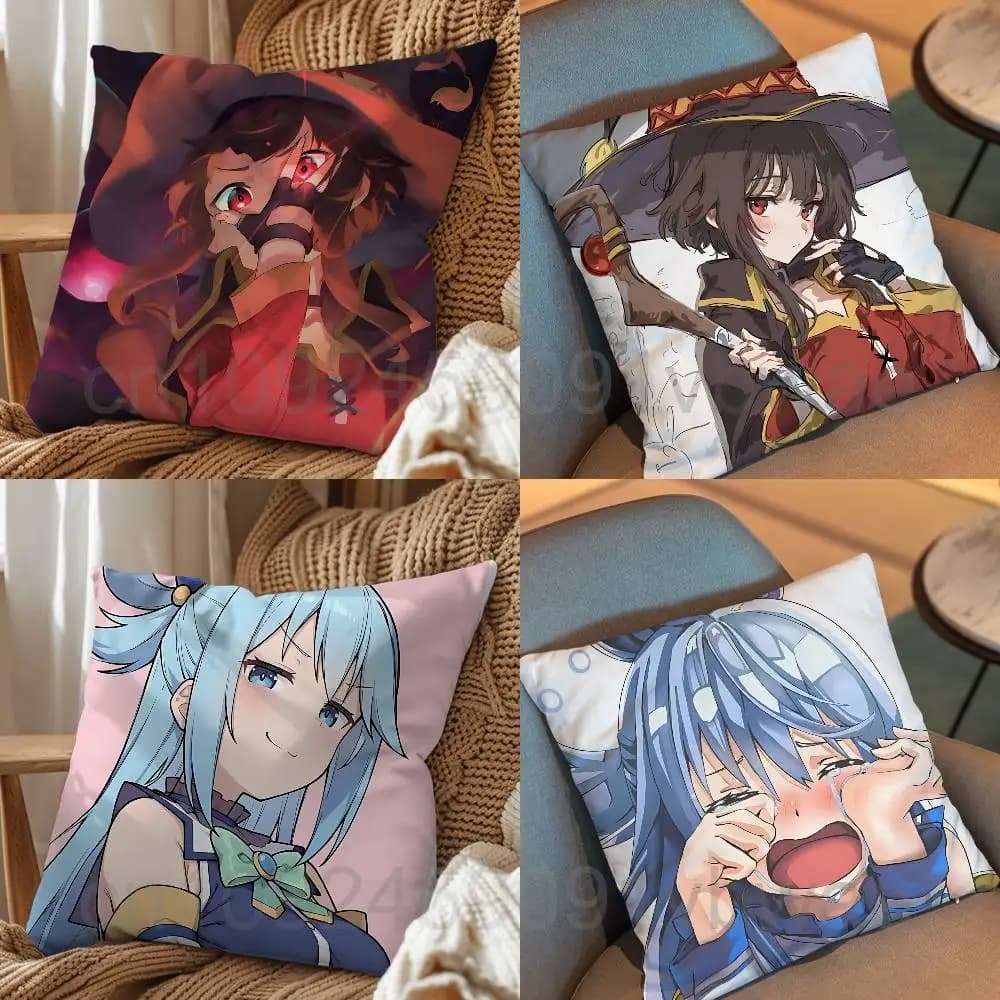 Goddess Aqua KonoSuba Megumin decorazione per la stanza, ideale come regalo, federa per cuscino, federa per divano del soggiorno, federa per cuscino da letto.