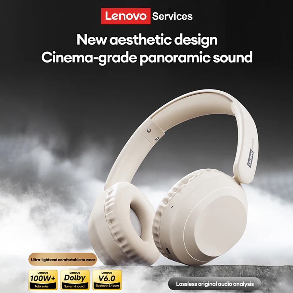 Nuove Cuffie Wireless Over-Ear Lenovo LE601 con Bluetooth 6.0, Cuffie da Gaming con Audio a 360 Gradi di Livello IMAX ° Audio Stereo, 100 Ore di Riproduzione, Pieghevole