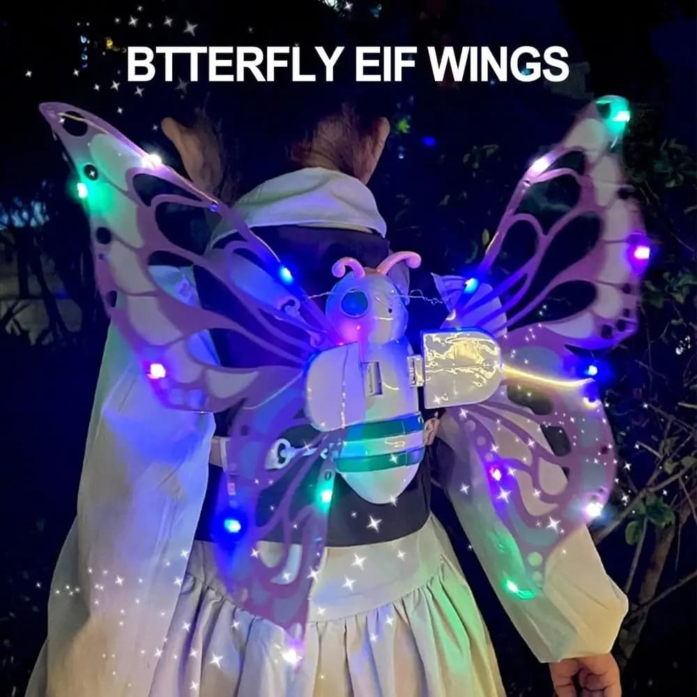 Ali di fata luminose e luminose con luci a LED Cinghie regolabili Ali di fata dei fiori a LED Principessa Dress Up Giocattoli Regalo per bambini