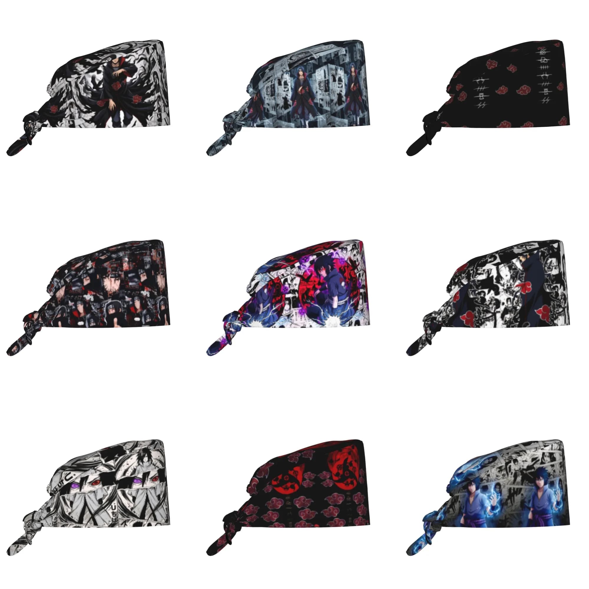 Custom Adjustable N-Narutoes Uchihas Sasukes Working Hat Women Action Manga Film Surgical Hat Scrub Nursing Doctor Surgeon Cap