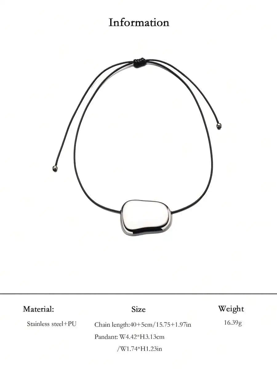 1pc Asymmetrical Geometric Metal Block Pendant Necklace, 18K Gold Plated Stainless Steel, Chic, Suitable For Women Everyday, Str