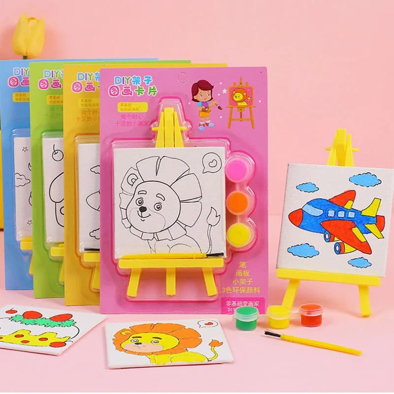 5 confezioni cartone animato fai da te pittura a olio cornice arte Graffiti giocattolo educativo per bambini festa di compleanno bomboniere regalo di scuola materna Goodie Bag