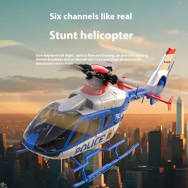 Elicottero RC Poliziotto Acrobatico a Sei Canali Rc Era C123, Doppio Motore Brushless a Trasmissione Diretta, Monopala Senza Aileron, con Flusso Ottico, per Adulti