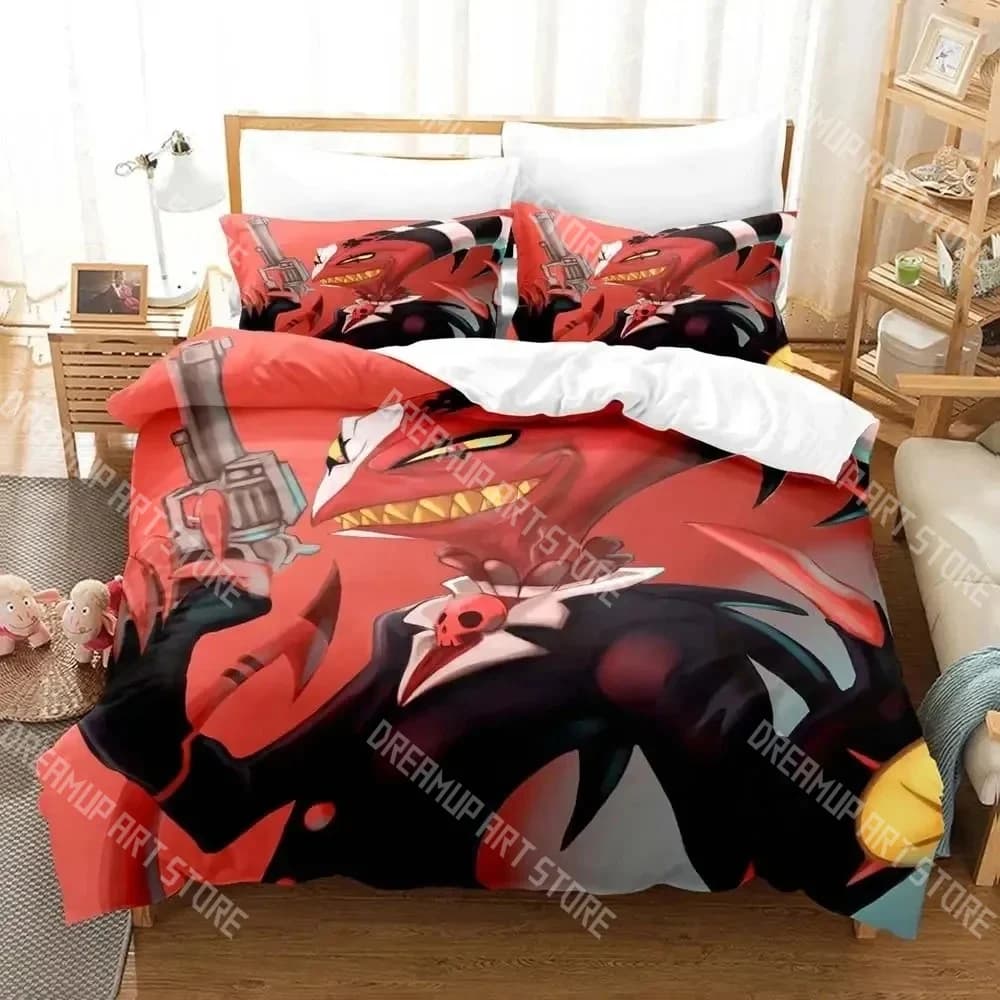 Fashion Helluva Boss Cartoon Bedding Set Single Twin Full Queen King Size Bed Set Kids Bedroom Duvetcover Sets Bed Sheet Set