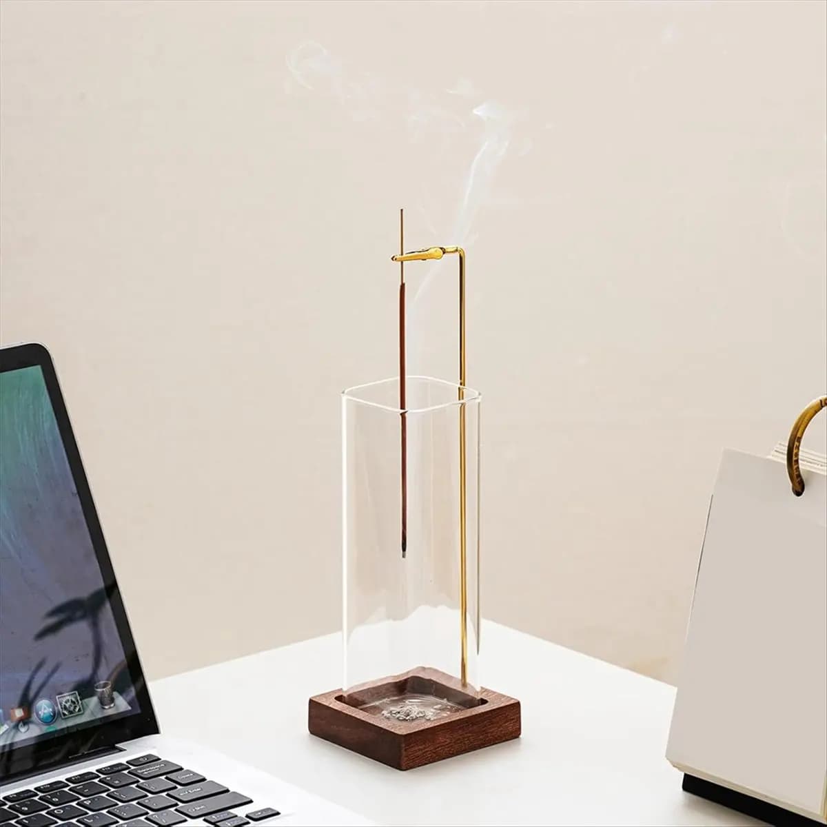 Supporto per bastoncini, bruciatore di incenso con raccoglitore di vetro, bastoncino di incenso per l'arredamento della stanza della meditazione, yoga, spa