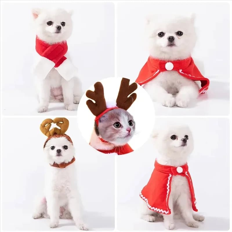 LNHF Christmas Hat Halloween Pet Scarf Gift New Year Santa Claus Winter Dogs and Cats Halloween Supply