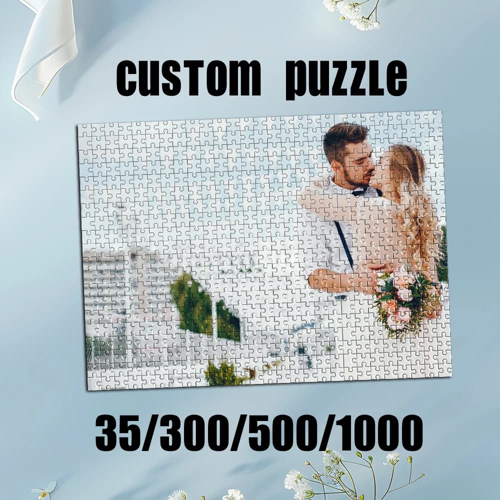 35/300/500/1000pcs Personalized Custom Photo Puzzle wedding photo Customize Jigsaw Puzzle For CouplesCouples Family Christmas