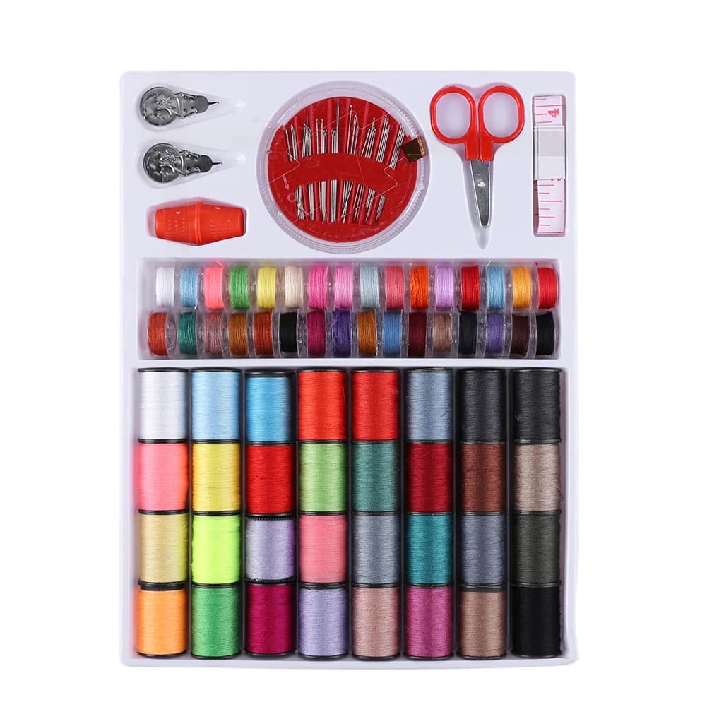 100Pcs Sewing Thread Tools Kit with Scissor Thimble Threader Tape Measure Needles Needle and Thread Kit for Machine Hand Sewing
