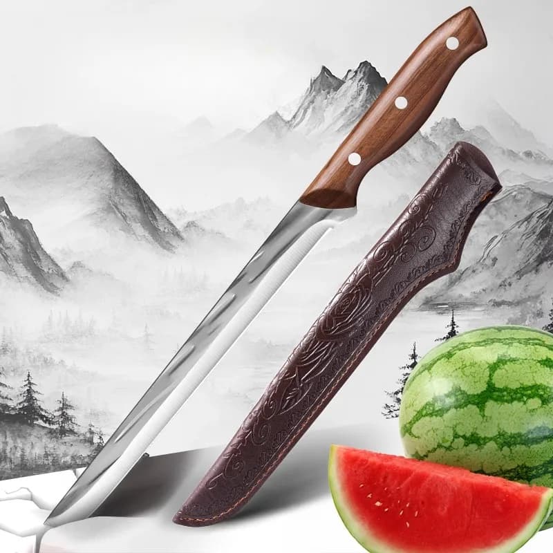 Coltello per anguria forgiato, coltello per frutta esteso, coltello per melone e frutta domestico, coltello per prosciutto, coltello da cucina