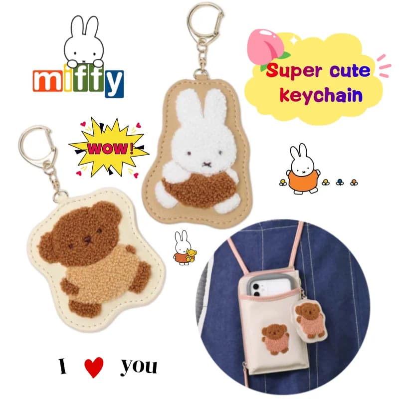 New Miffy Rabbit Keychain Couple High Color Value Creative Cartoon Cute Backpack Exquisite Decorative Pendant Gift Wholesale