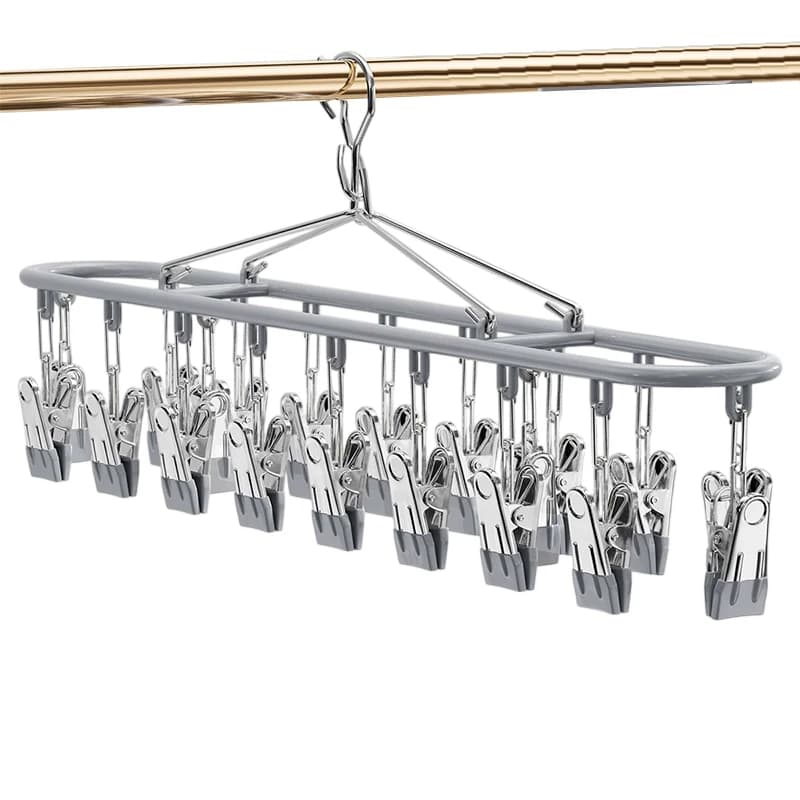 ✦ Clothes Rack Sock Hanger With 20 Clip Windproof Multi Clip Drying Rack For Underwear Socks Balcony Storage Racks