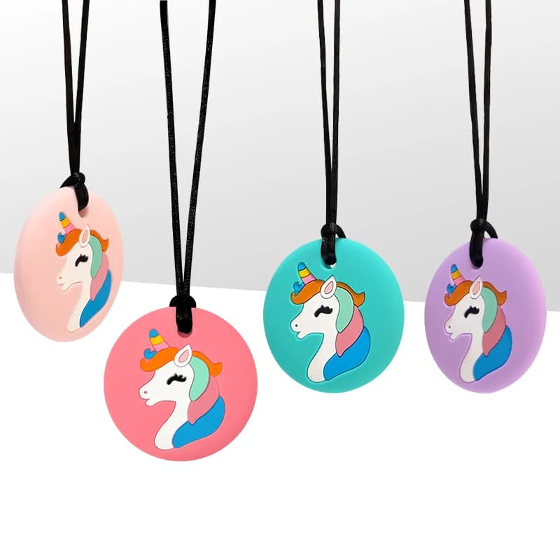 Collana Sensoriale da Masticare a Forma di Unicorno, Massaggiagengive in Silicone per Neonati, Collana da Dentizione per Bambini, Gioiello Sensoriale da Masticare, Strumento Terapeutico per l'Autismo