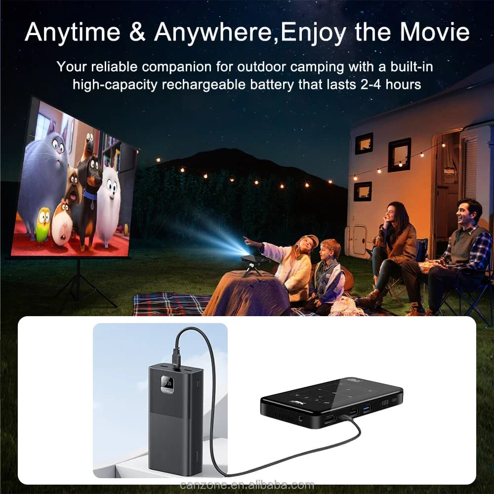 Nuovo Proiettore LED Portatile 3D Smart Mini P09II 2026 OEM con Schermo Touch, BT, WiFi, Ricaricabile per Home Theater e Telefono Cellulare