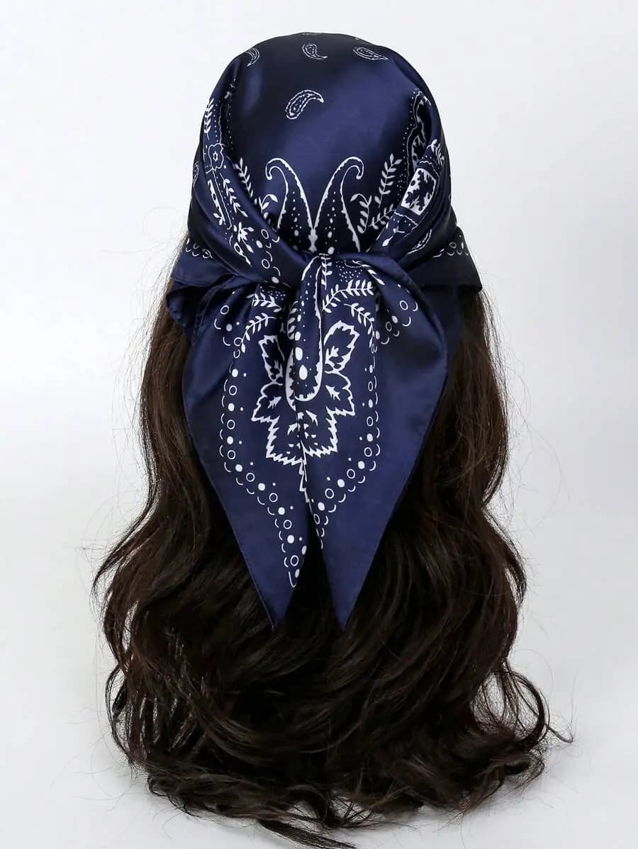 1pc Women Cashew Flower Print Bandana Scarf, Silky Material Head Wrap, Neck Scarf For Daily Use For Dress,Beach,Holiday