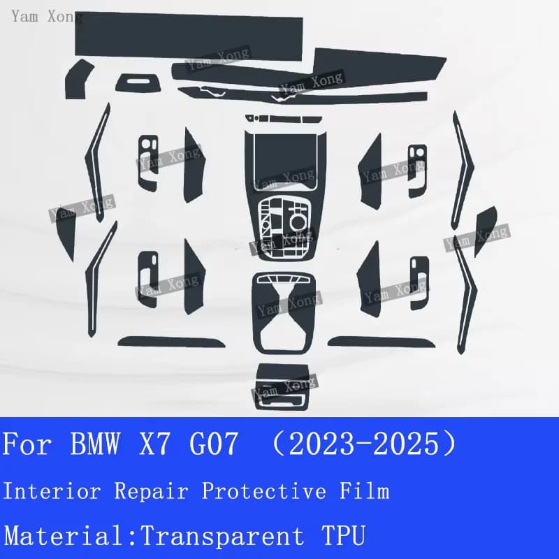 Protective Film for Interior Car BMW X7 G07 2023-2025, Cover Dashboard and Central Console, Anti-Graffio Film, Automotive Accessories