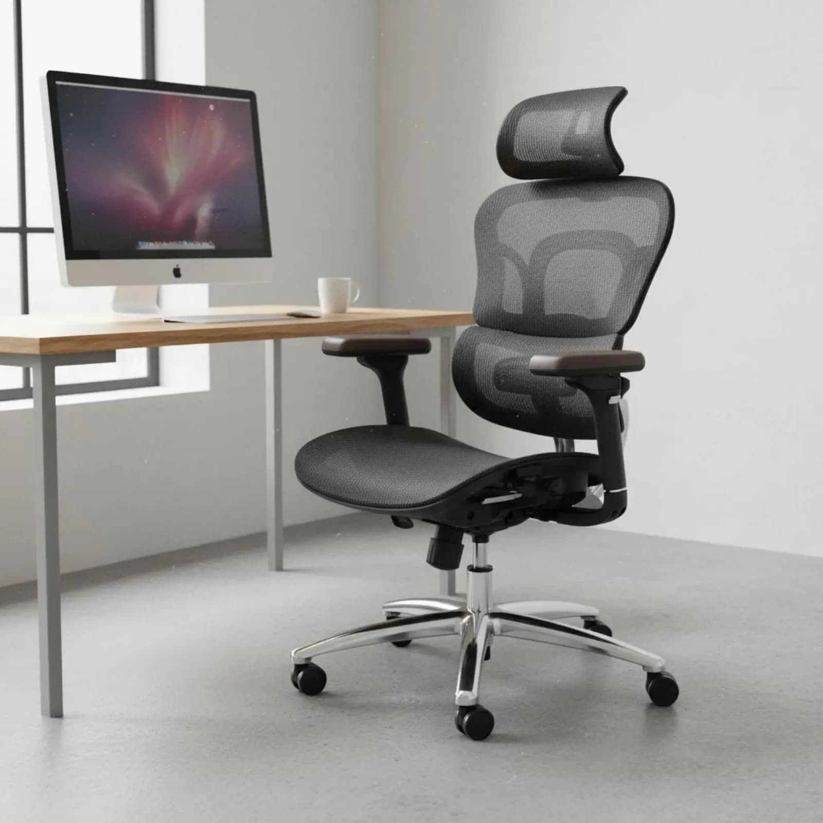 Sedia da Ufficio Ergonomica Girevole a 360 Gradi con Supporto Regolabile e Schienale Reclinabile per Studenti, Studio e Gaming