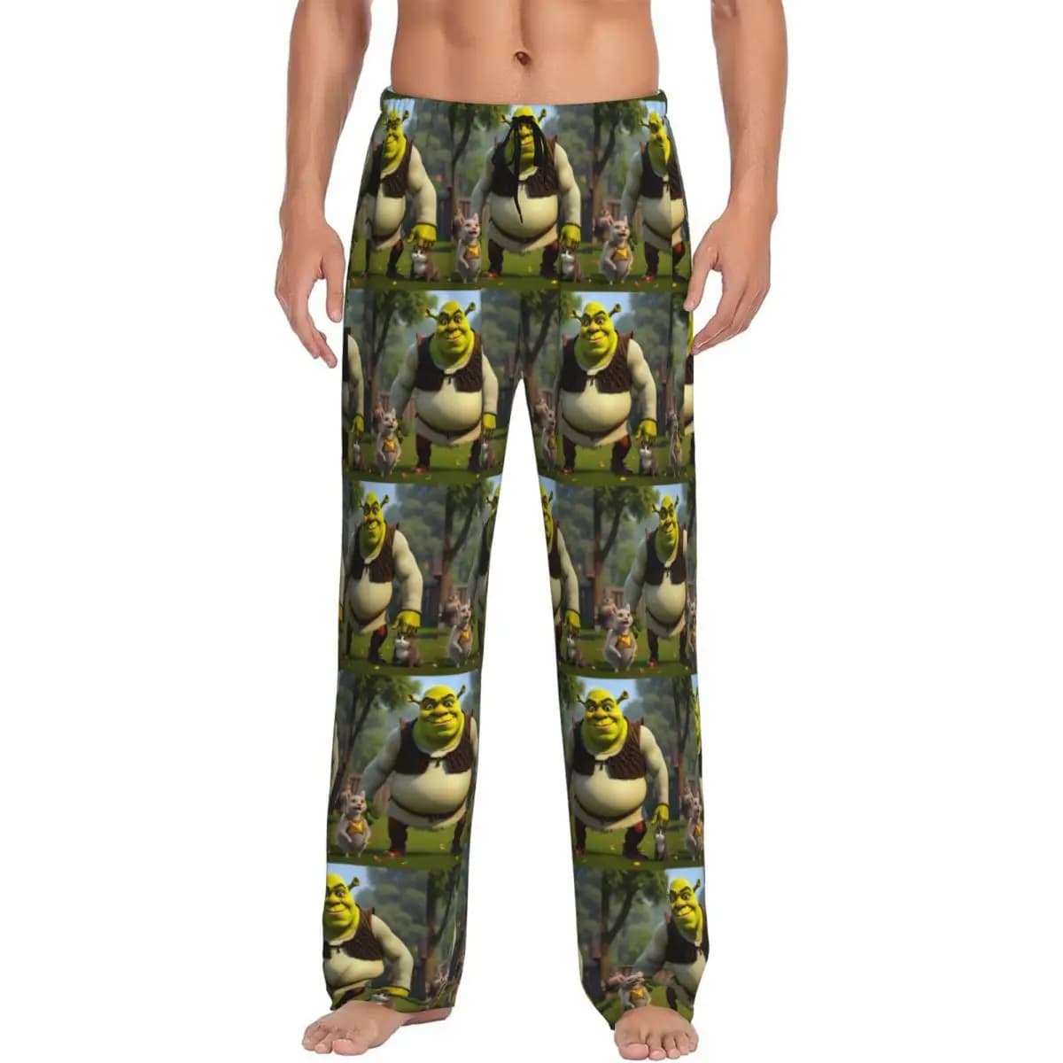 Pantaloni Pigiama Personalizzati con Stampa S-shreks per Uomo, Divertenti Cartoni Animati, Abbigliamento da Notte con Tasche