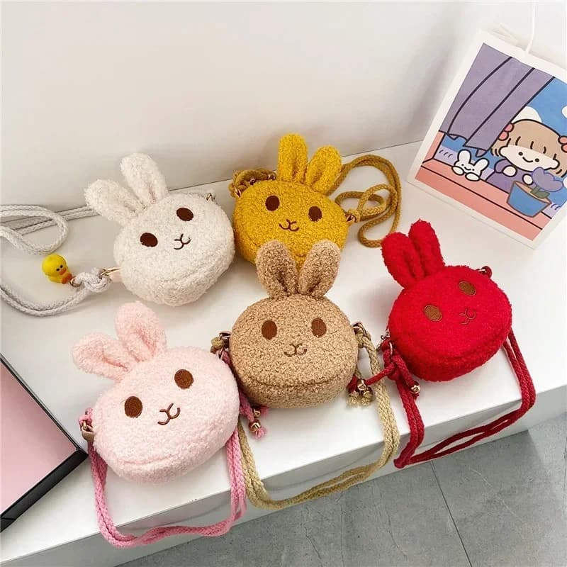 Cute Little Rabbit neonate purses fashion kids small shoulder bags soft plush cartoon shoulder bag for kids