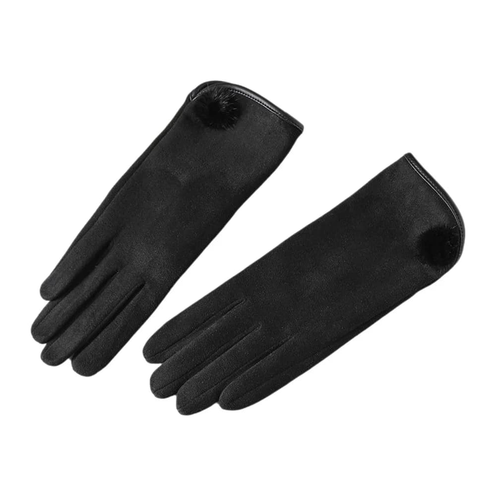 Elegant Fleece Suede Gloves Windproof Full Finger Winter Women's Gloves Warm Anti Cold Cycling Mittens Outdoor