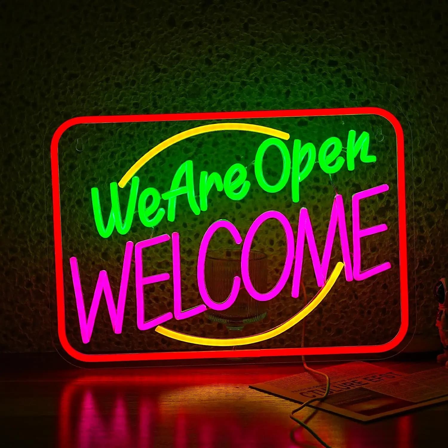 Insegna al Neon USB da Parete - "Siamo Aperti" per Caffè, Bar, Decorazione Hotel, Idea Regalo
