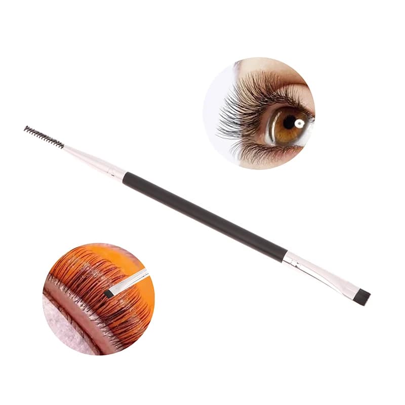 Set di Pennelli per Trucco 2 in 1: Pennello Angolato per Sopracciglia e Ciglia, Spazzola Spoolie, Strumento per Makeup