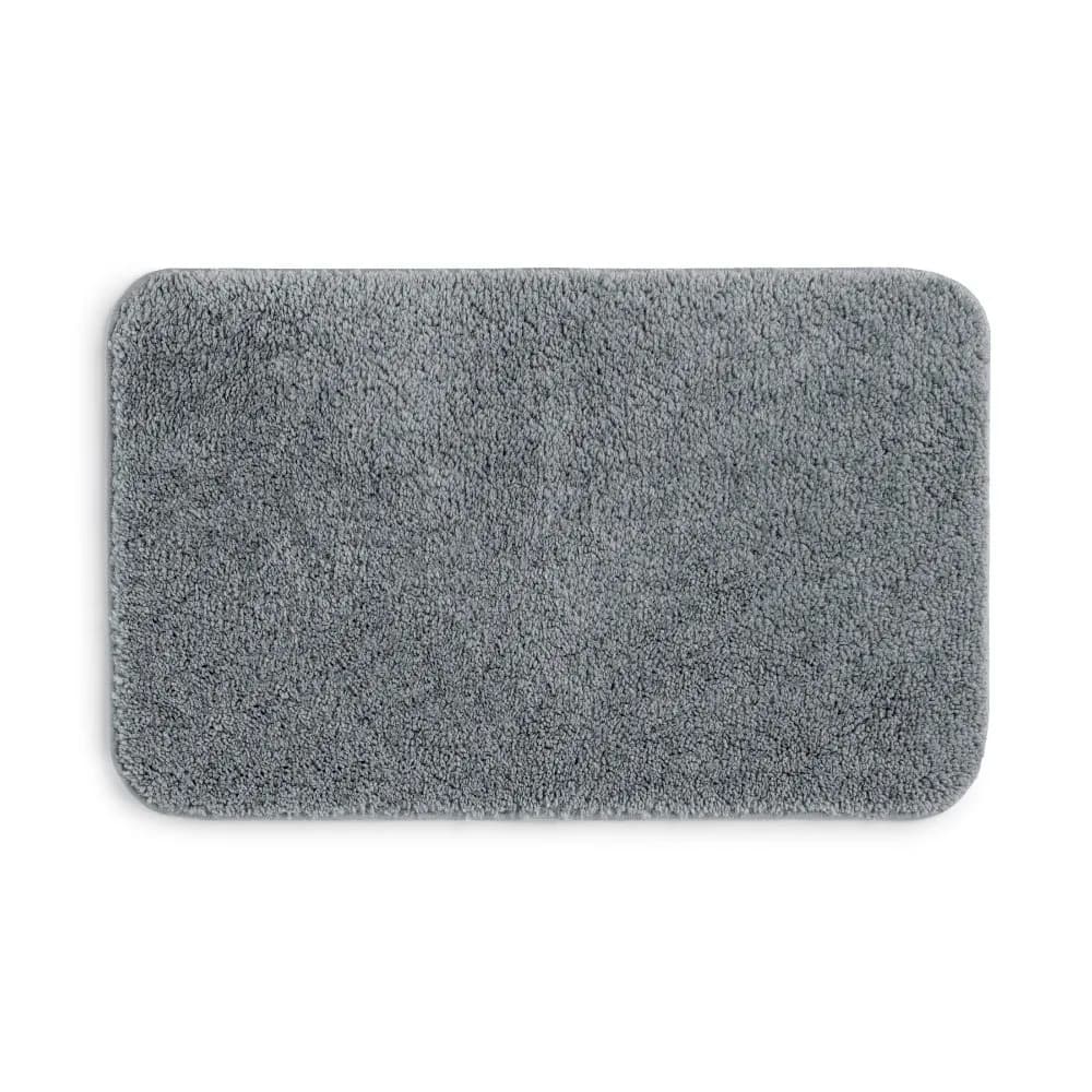 Basic Polyester Bath Rug Non Slip Absorbent Grey Modern Bathroom Mat Washable Soft Shaggy Carpet for Floor Tub Shower 20 x 32 Inches