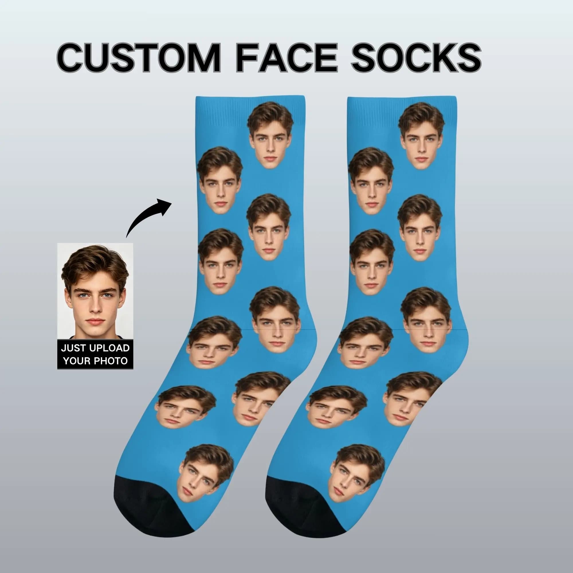 1 Pair Personalized Custom Face Men's Mid-calf Socks Funny Custom-printed Comfotable Socks for Friends Gifts for Birthdays