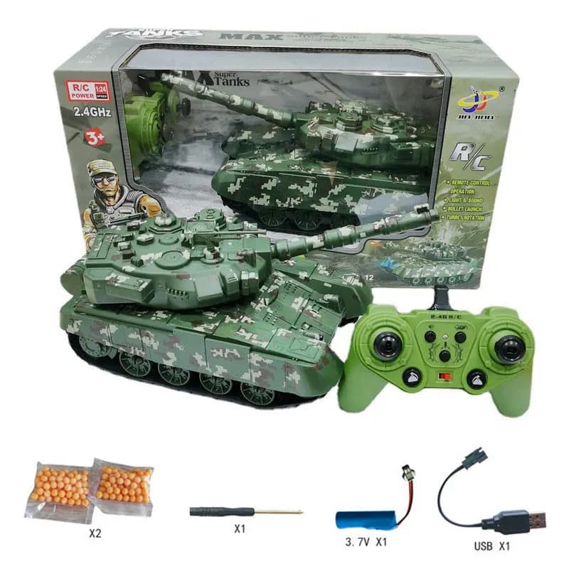 9CH RC Battle Tank Shoot BB Proiettili Tiro con telecomando Carro armato elettronico Giocattolo Carica USB LED Suono Gioco di guerra militare Regalo per ragazzo