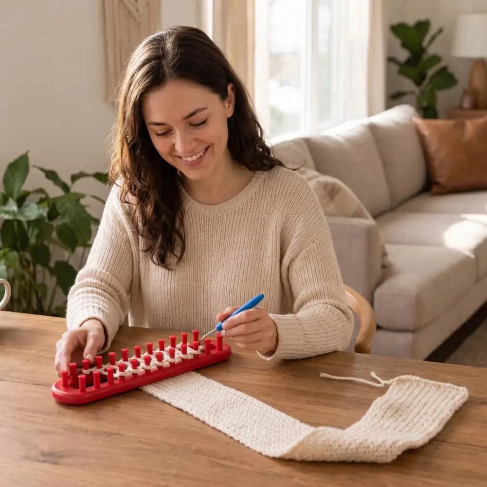 Plastic Knitting Loom Knitting Loom Kit Long Knitting Loom Hook Set for Beginners Plastic Rectangular Yarn Weaving Diy Hat Scarf