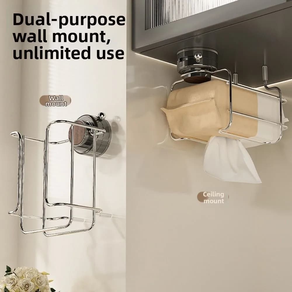 Wall-mounted Suction Cup Toilet Paper Rack Suction Cup Punch-Free Wet Tissue Holder Waterproof Space Saving