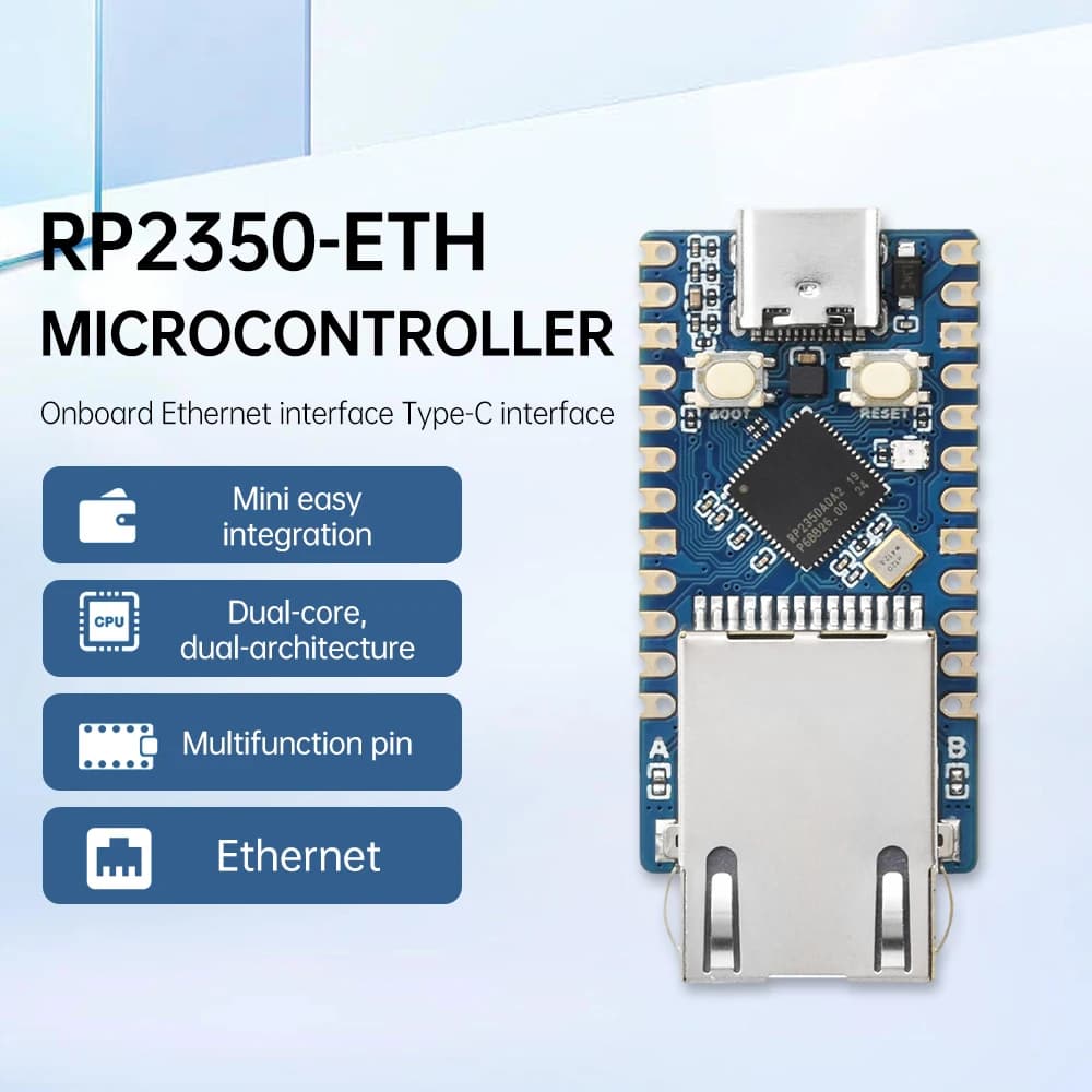 RP2350-ETH Microcontroller Development Board Based On Raspberry Pi Rp2350 Onboard Ethernet Interface Type-C Port Module