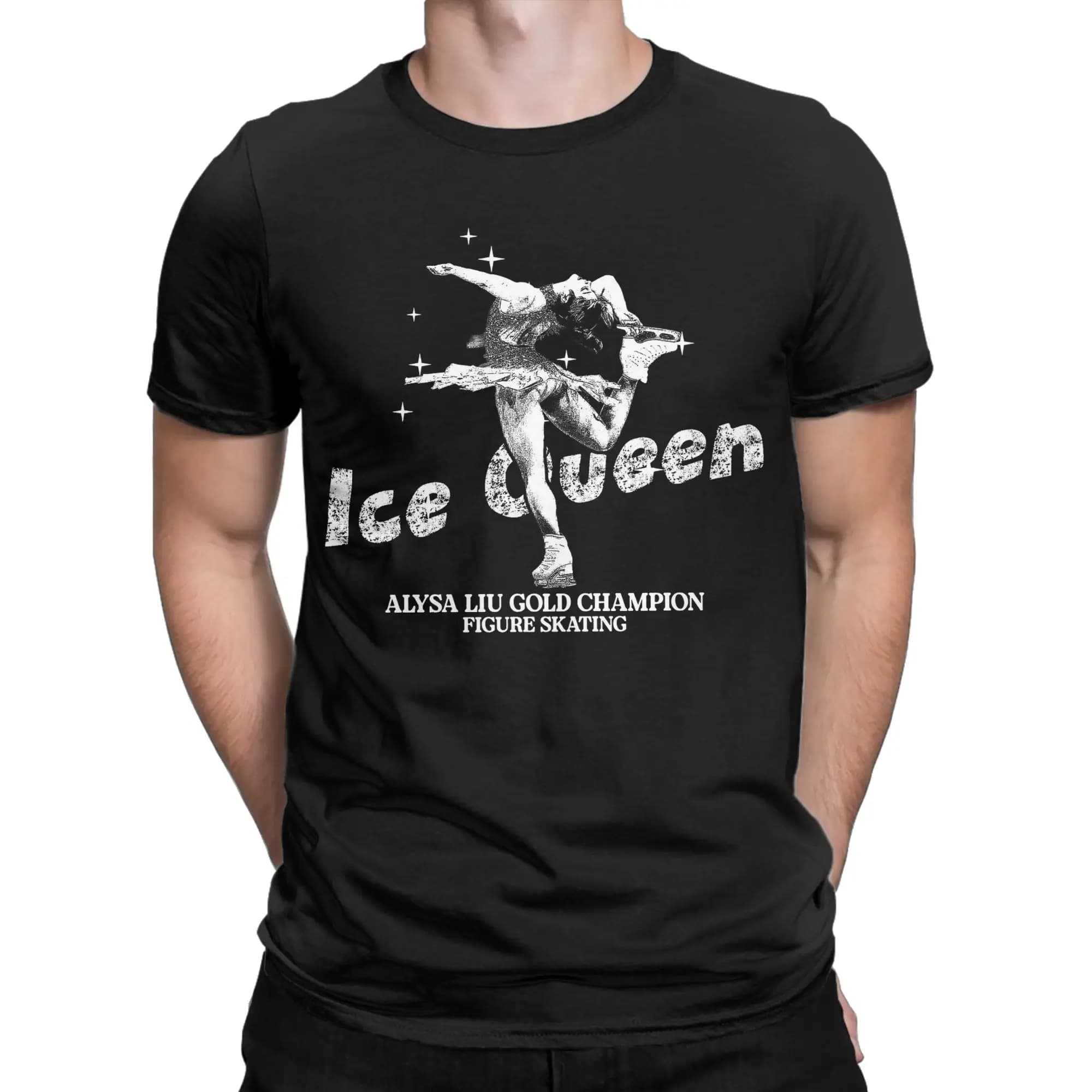 T-shirt da uomo Leisure Alysa Liu per pattinaggio artistico, girocollo, 100% cotone, a maniche corte, idea regalo, abbigliamento