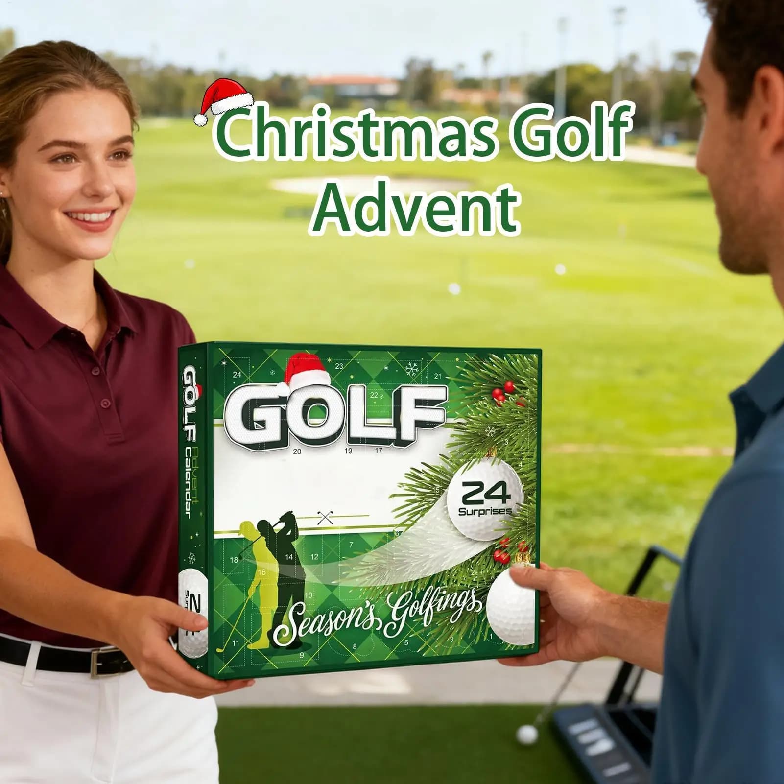 Accessori da golf 2025 Calendario dell'Avvento di Natale Indicatori di 24 giorni Tees Balls per uomo Regali per calendario per il conto alla rovescia di Natale per adulti