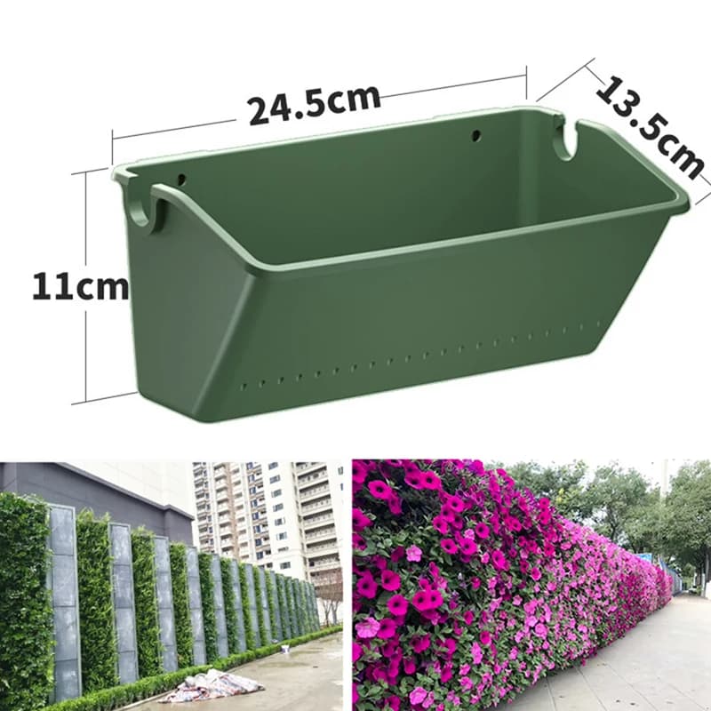 Garden Outdoor Plant Wall Flower Pot Container Wall Hanging Vertical Green Plastic Planting Box【Homeclub】