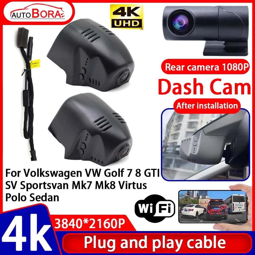 Videoregistratore 4K Plug and Play DVR per auto Dash Cam per Volkswagen VW Golf 7 8 GTI SV Sportsvan Mk7 Mk8 Virtus Polo Sedan