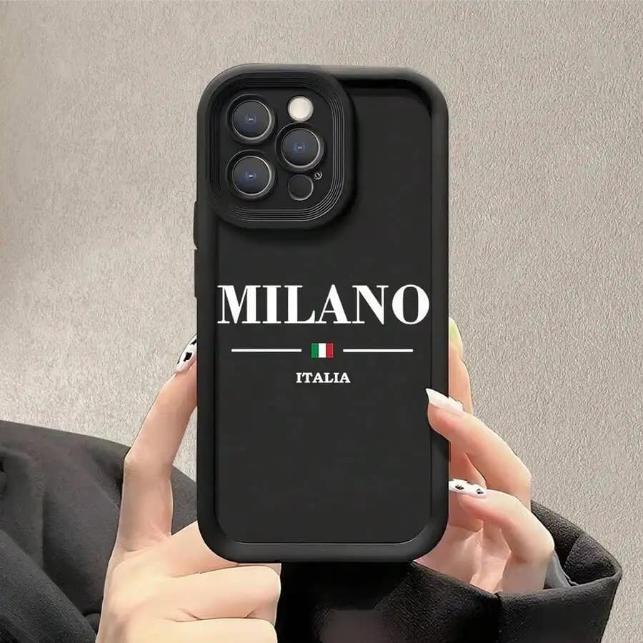 Milano Italia UV Printed Shockproof Soft Silicone Phone Case Full Protection For iPhone 14 15 16 Pro Max