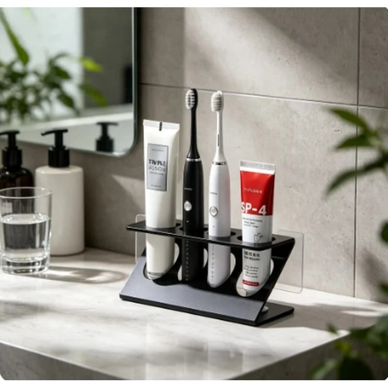 Multifunctional Bathroom Storage Rack Toothbrush Holder Drain‑type Desktop Organizer